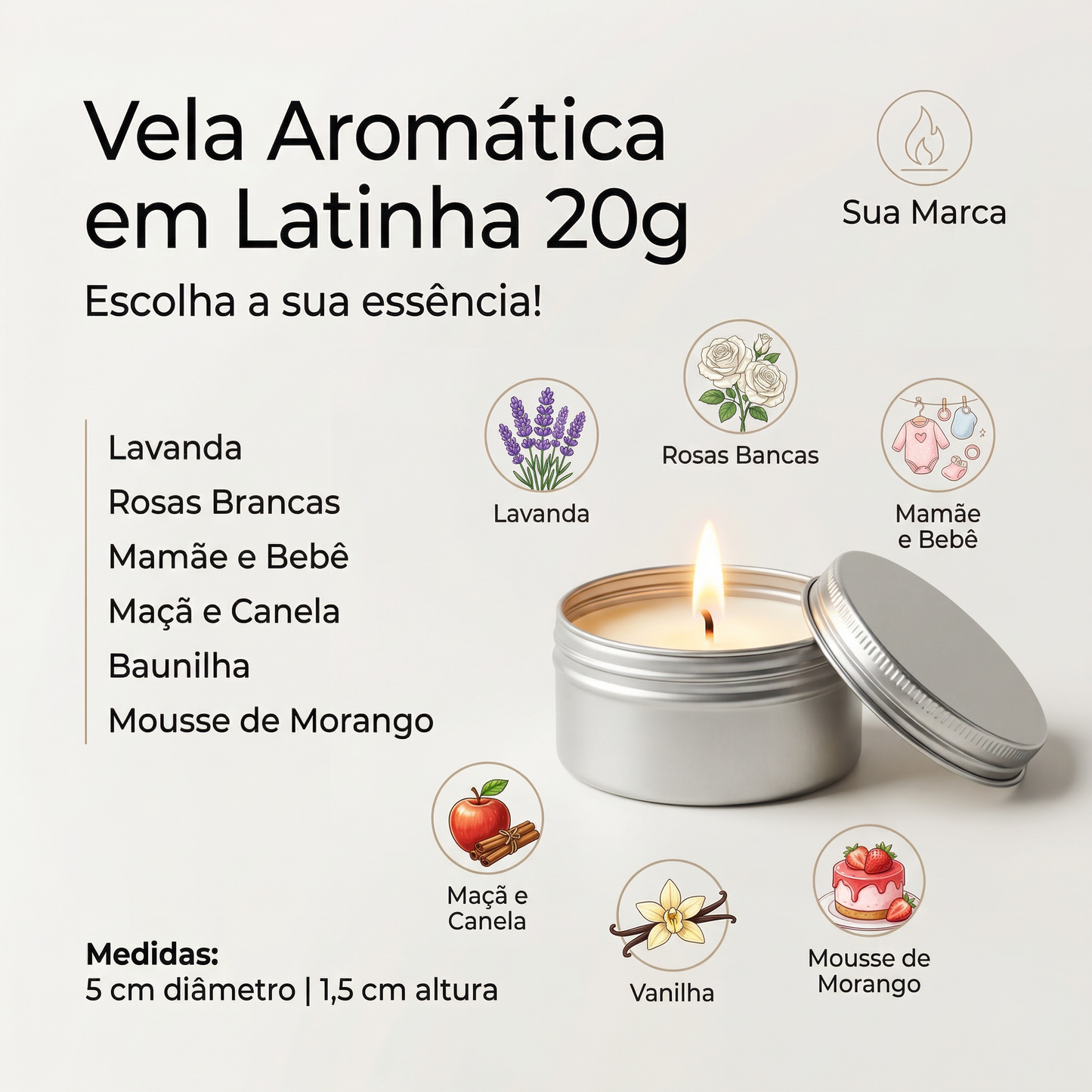 Vela Aromática em Latinha 20g Personalizada