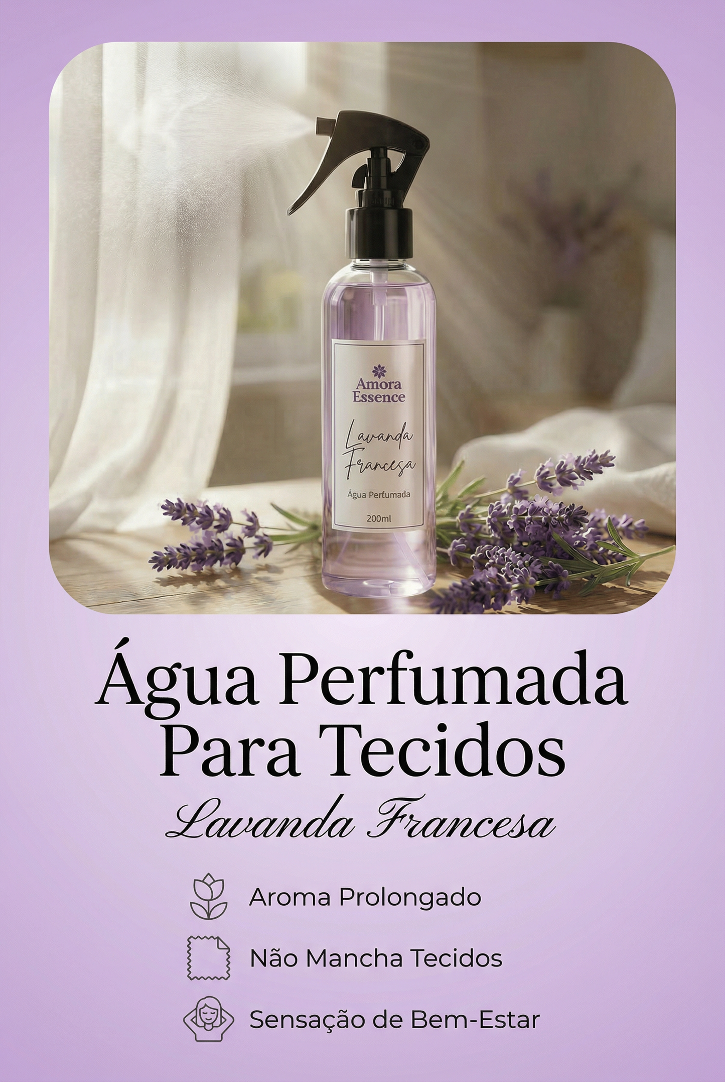 Água Perfumada Para Tecidos e Lençóis 200ml