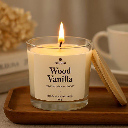 Vela Wood Vanilla | 30 horas (Sofisticação)