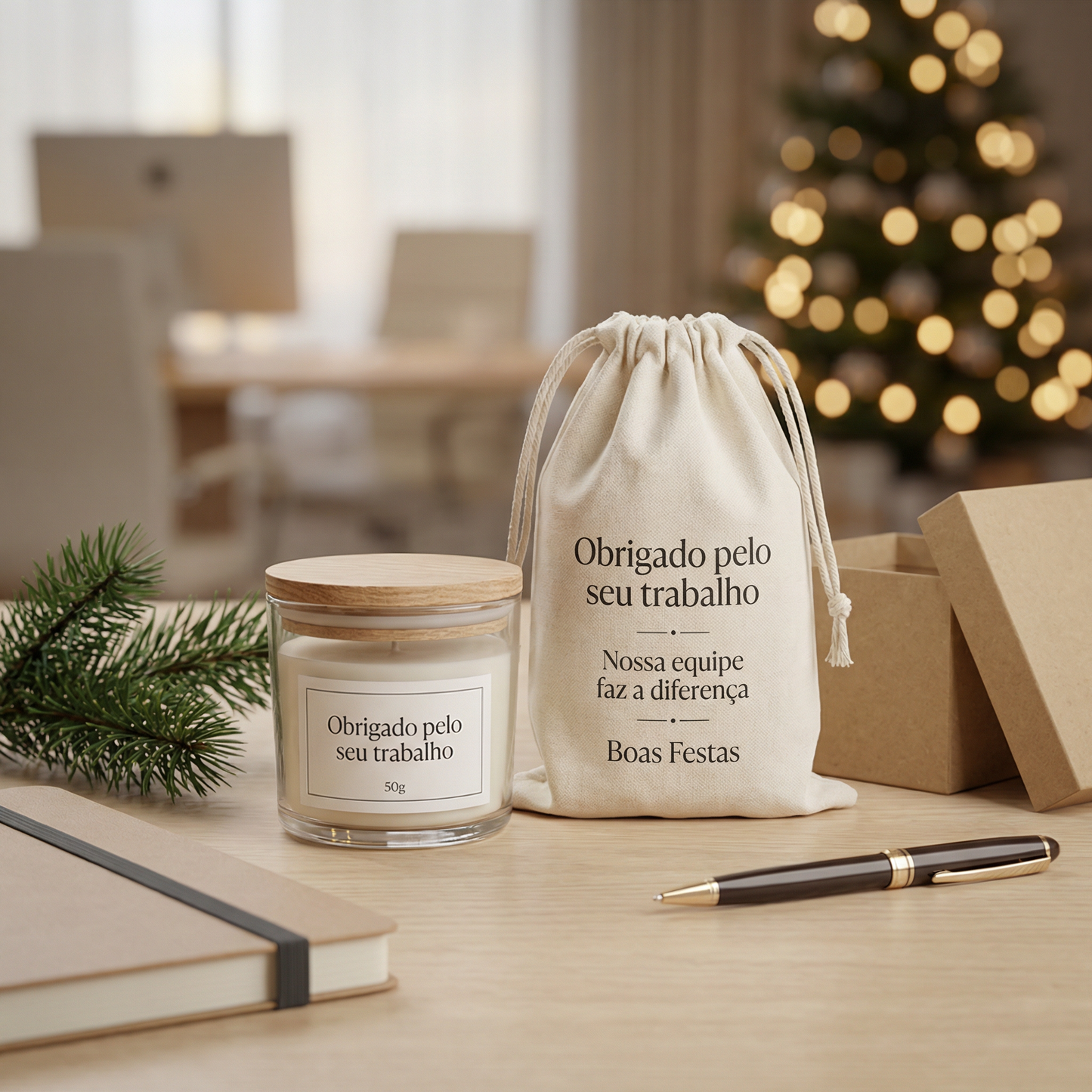 Kit Presente Corporativo com Vela Aromática 50g