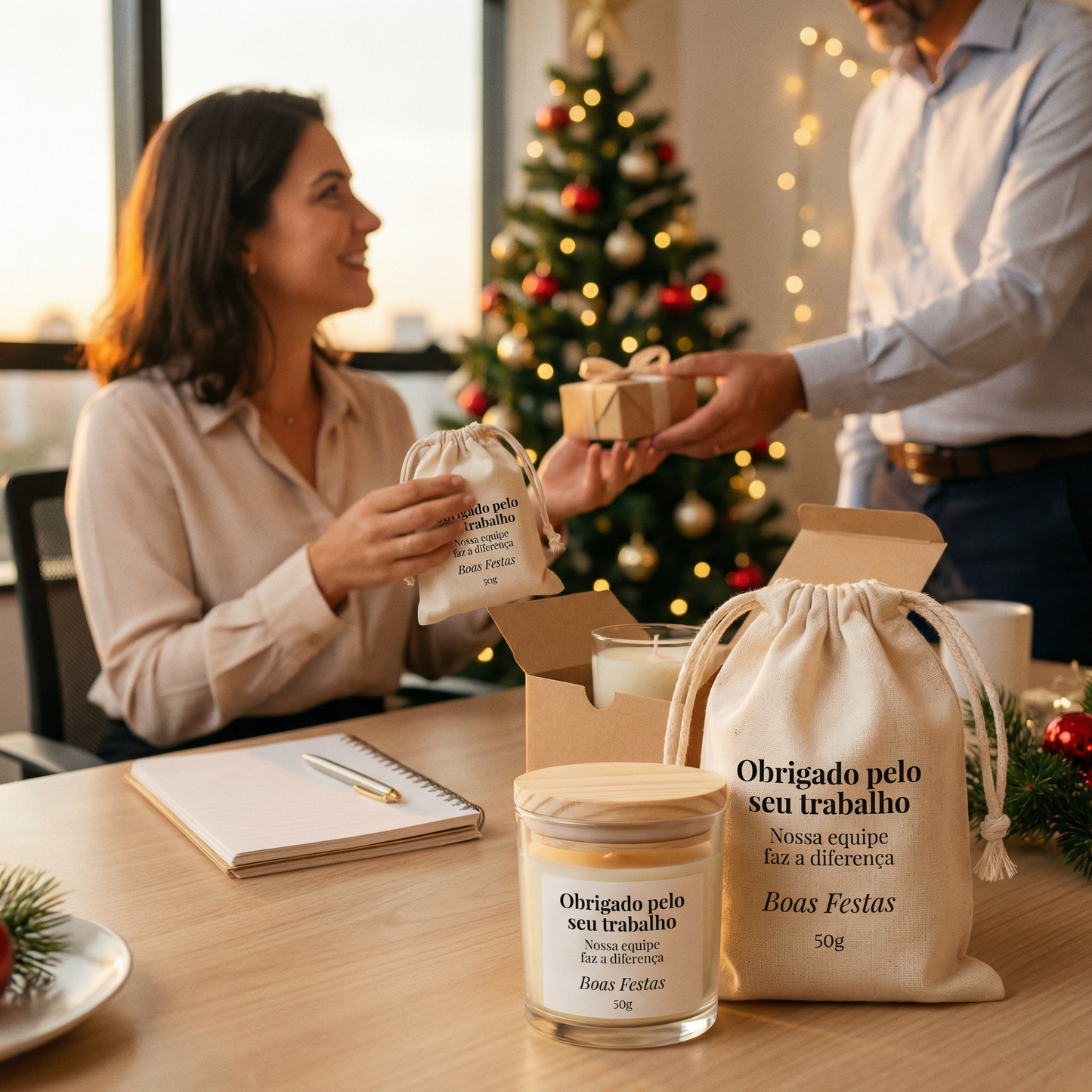 Kit Presente Corporativo com Vela Aromática 50g