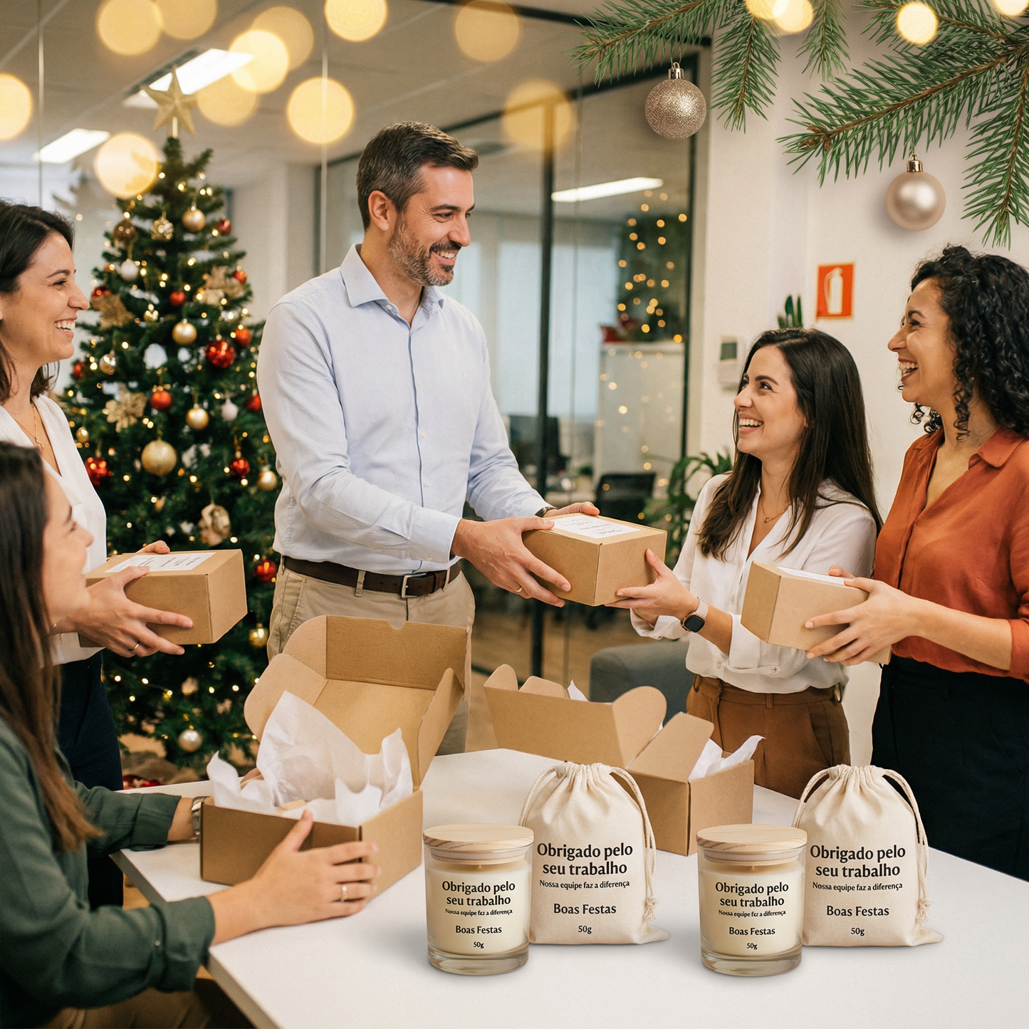 Kit Presente Corporativo com Vela Aromática 50g