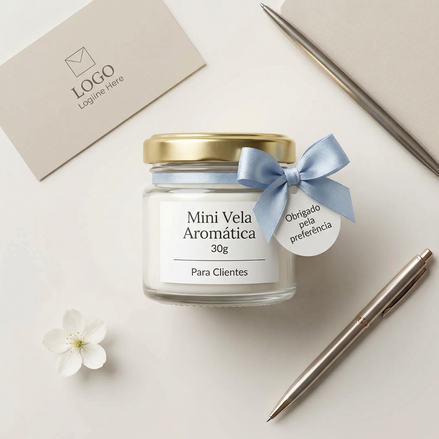 Mini Vela Aromática 30g Personalizada | Lembrancinha para Casamento, Festa e Eventos