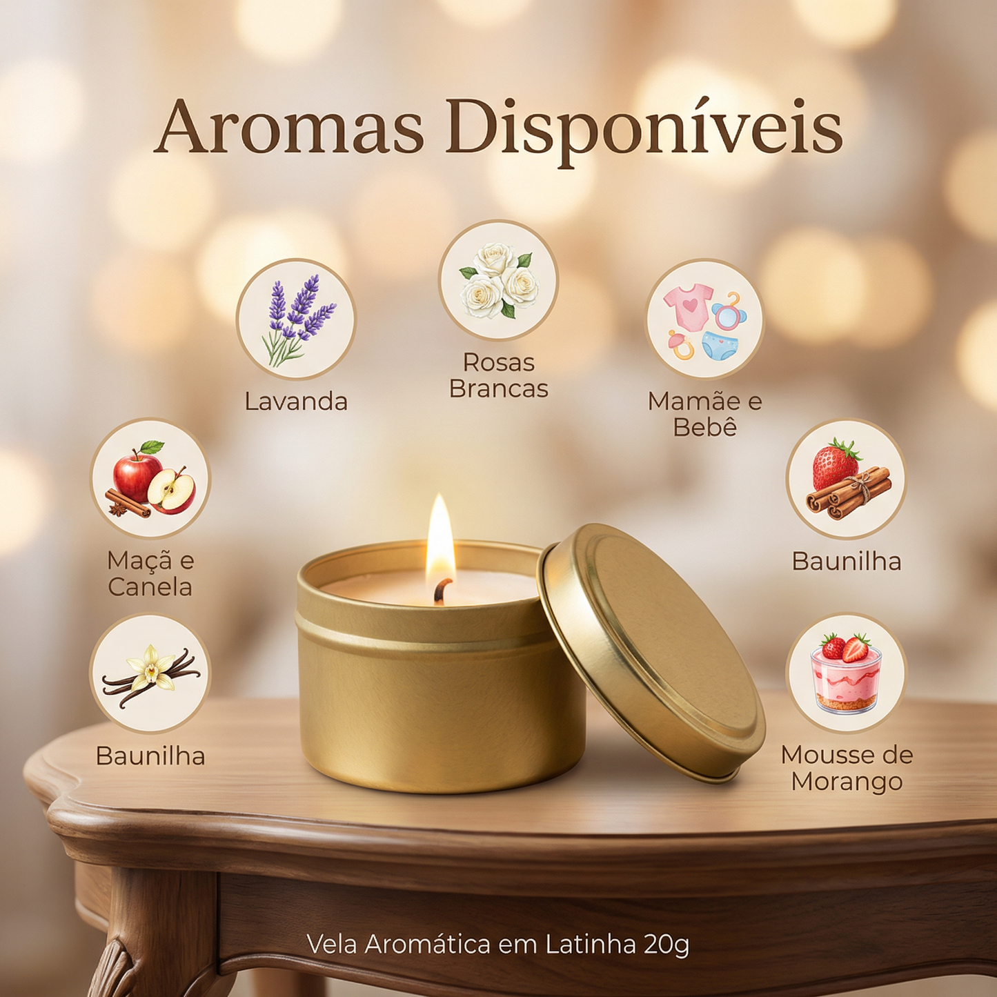 Vela Aromática em Latinha 20g Personalizada