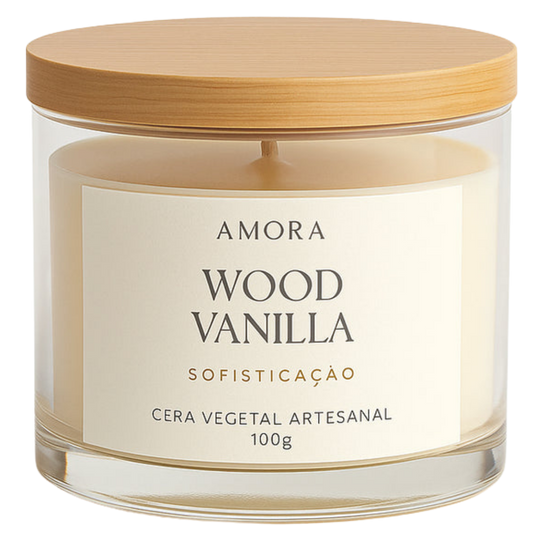 Vela Aromática Wood Vanilla 100g – Amora Essence