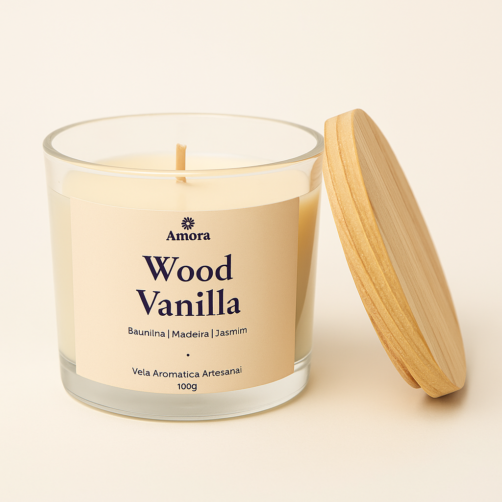Vela Wood Vanilla | 30 horas (Sofisticação)