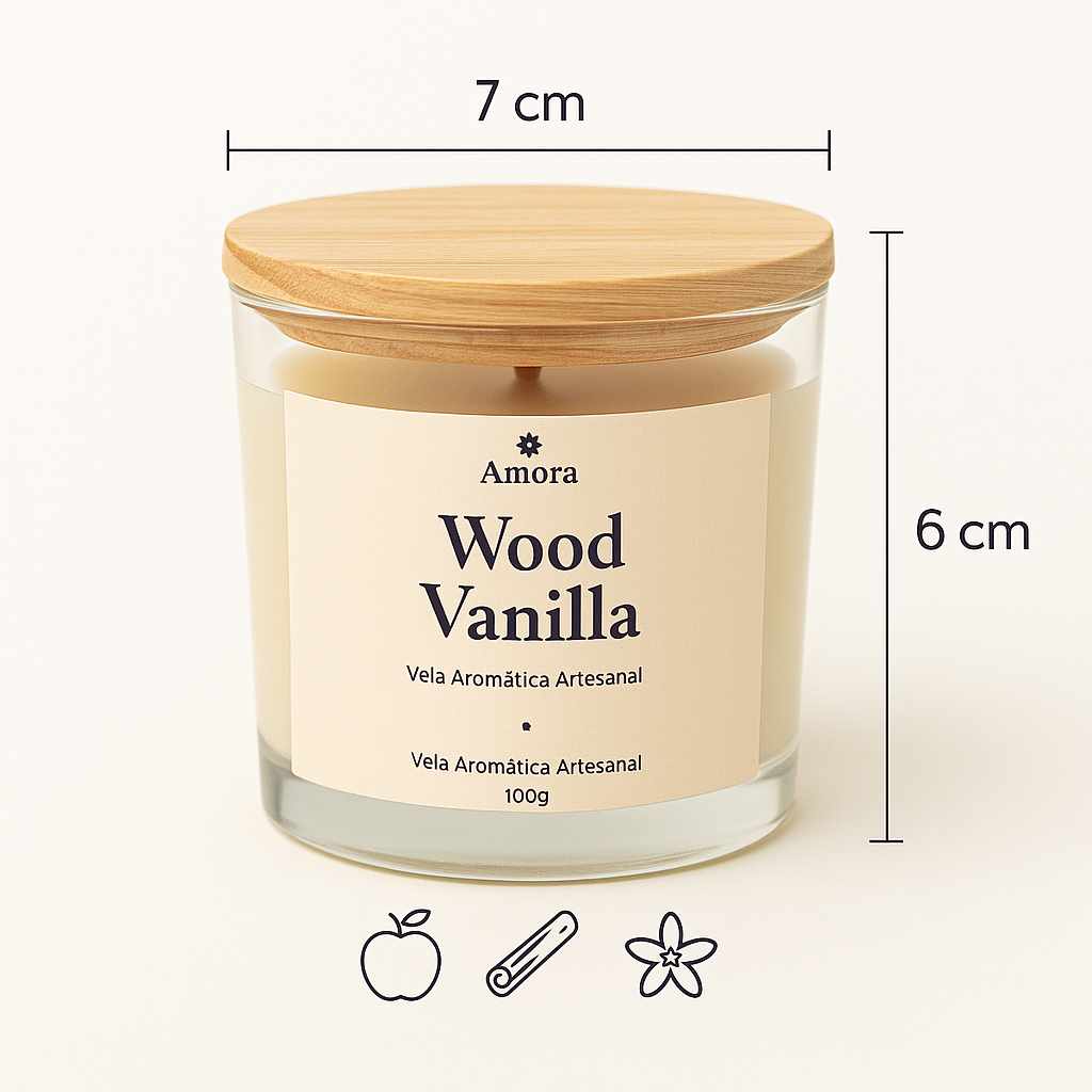 Vela Wood Vanilla | 30 horas (Sofisticação)