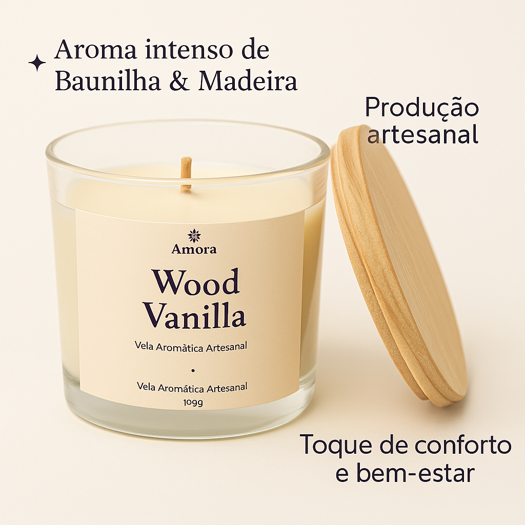 Vela Wood Vanilla | 30 horas (Sofisticação)