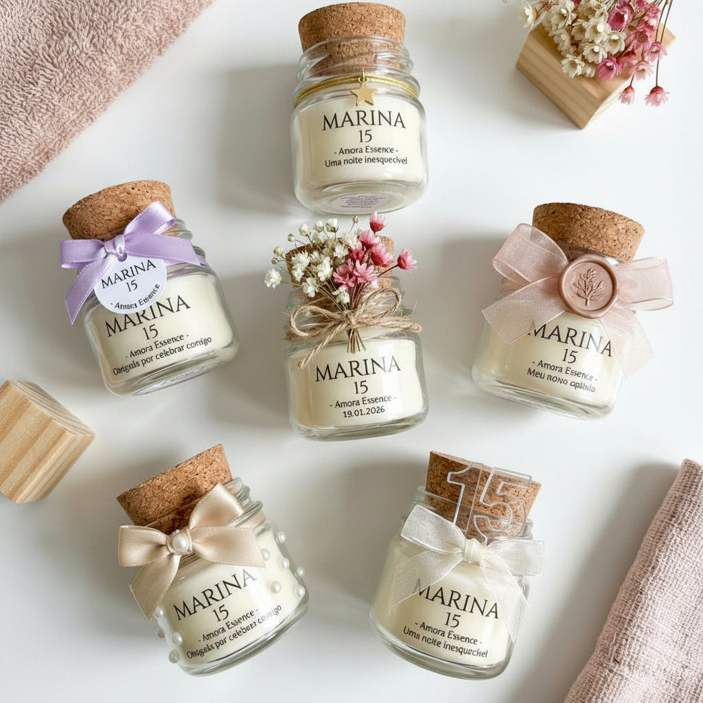 30 Mini Velas Aromática Personalizada Presente | Lembranças Afetivas