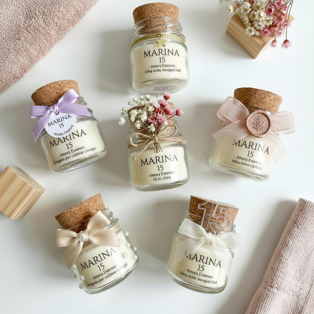 30 Mini Velas Aromática Personalizada Presente | Lembranças Afetivas