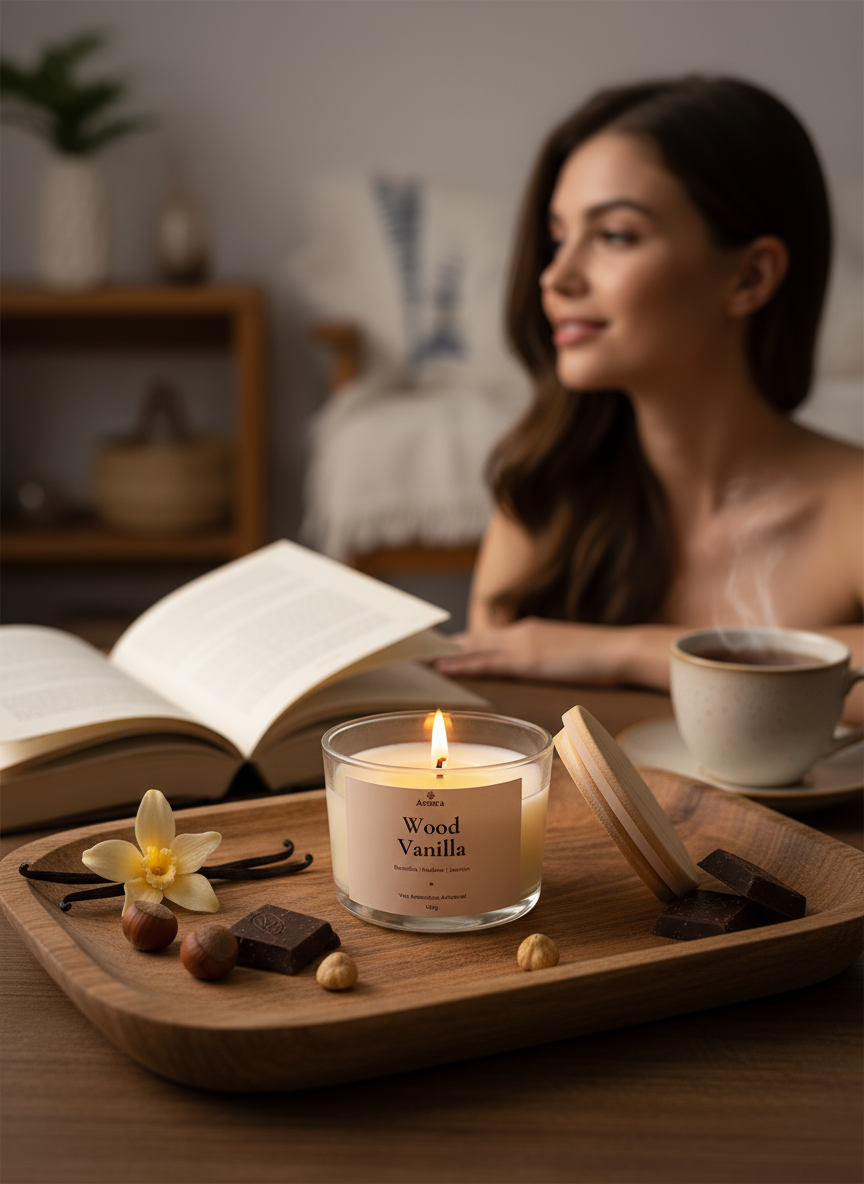 Vela Wood Vanilla | 30 horas (Sofisticação)